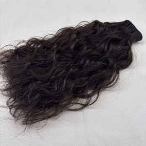 Curly Mesh Weft #1b/2h Off Black with Dark Brown Highlights
