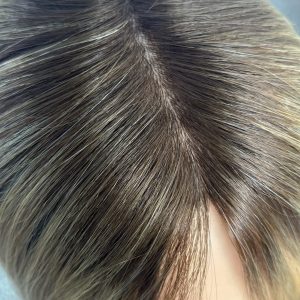 16" 5x5" HC Skin Closure #T4-8/24 Rooted Chocolate Brown with Light Brown and Blonde Mixed