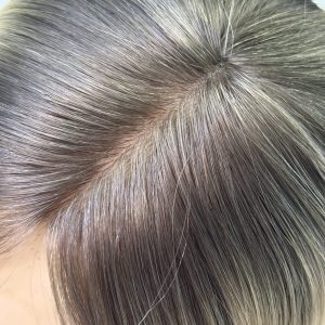 16" 5x5" HC Skin Closure #T7-60 Rooted Platinum Blonde