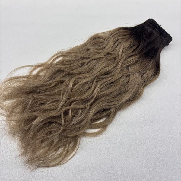 Curly Mesh Weft #T4-8/24 Rooted Mixed Blonde Mix