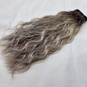 Curly Mesh Weft #T-Ashyblonde Rooted Ash Blonde Mix