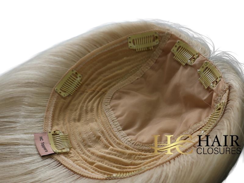 16” 6x7” Human Hair Silk Base Injection Topper #18/60 Mixed Light Blonde - Image 2