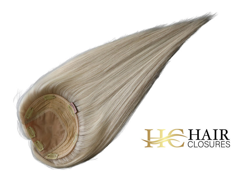 16” 6x7” Human Hair Silk Base Injection Topper #18/60 Mixed Light Blonde - Image 4