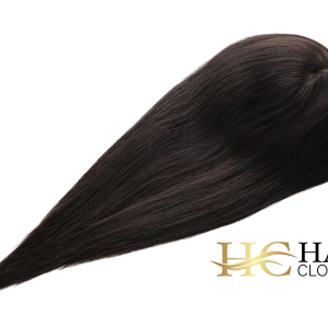 16” 6x7” Human Hair Silk Base Injection Topper #1b/2h Off Black/Dark Brown Highlights
