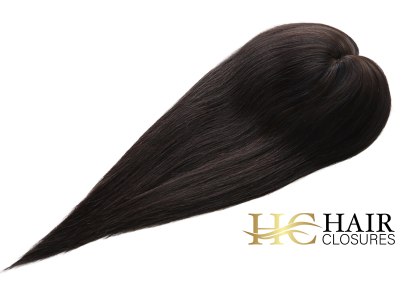 16” 6×7” Human Hair Silk Base Injection Topper #1b/2h Off Black/Dark Brown Highlights