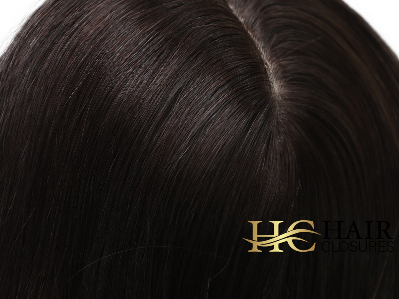 16” 6x7” Human Hair Silk Base Injection Topper #2 Dark Brown - Image 3