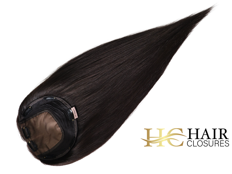 16” 6x7” Human Hair Silk Base Injection Topper #2 Dark Brown - Image 4