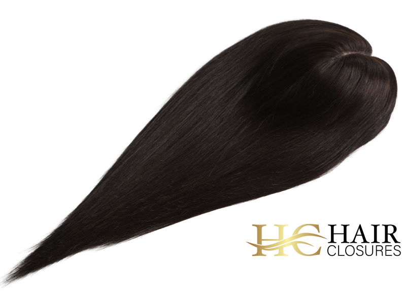 16” 6x7” Human Hair Silk Base Injection Topper #2 Dark Brown