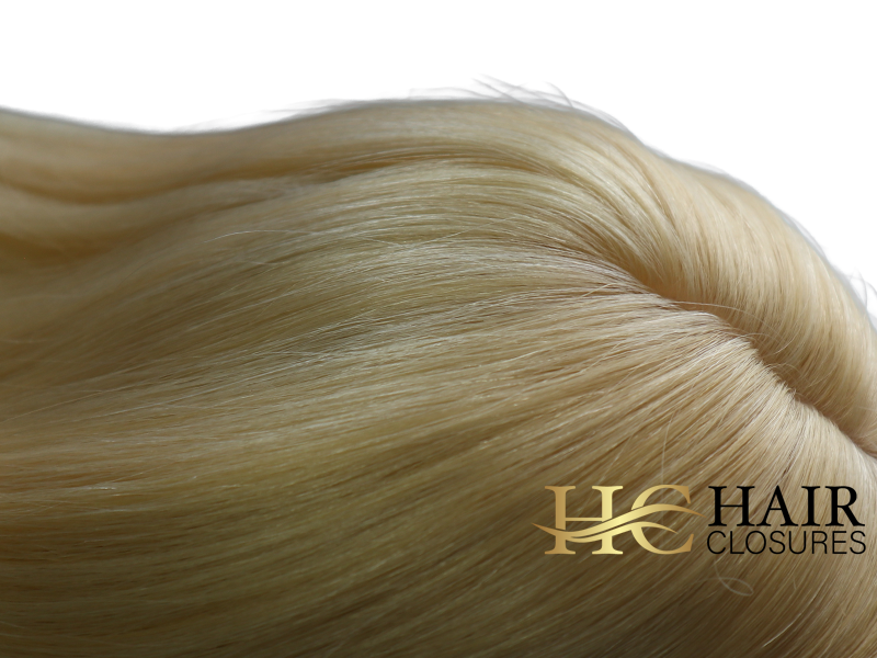 16” 6x7” Human Hair Silk Base Injection Topper #613 Bleach Blonde - Image 3