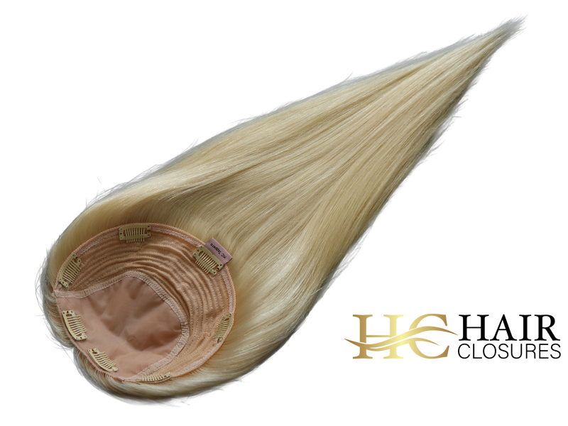 16” 6x7” Human Hair Silk Base Injection Topper #613 Bleach Blonde - Image 4