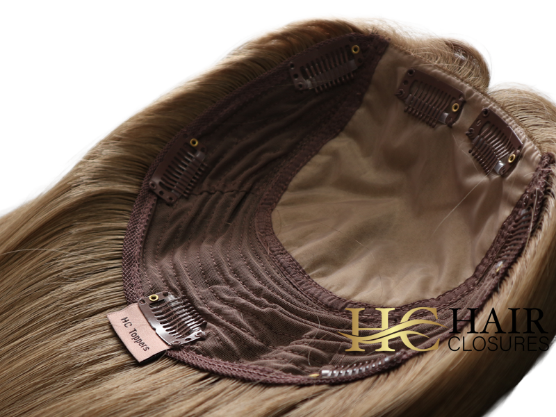 16” 6x7” Human Hair Silk Base Injection Topper #6 Medium Brown - Image 3