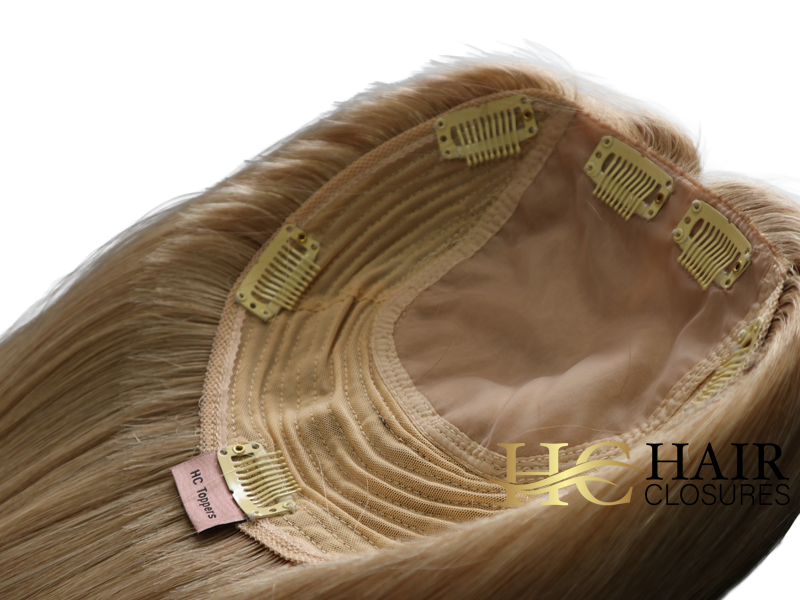 16” 6x7” Human Hair Silk Base Injection Topper #8/24 Light Brown/Blonde Mixed - Image 2