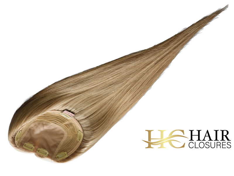 16” 6x7” Human Hair Silk Base Injection Topper #8/24 Light Brown/Blonde Mixed - Image 4