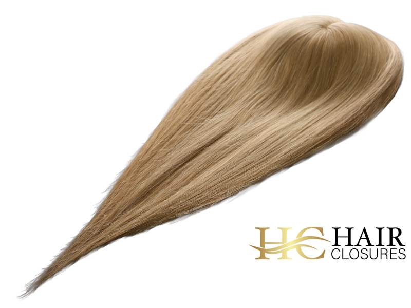 16” 6x7” Human Hair Silk Base Injection Topper #8/24 Light Brown/Blonde Mixed