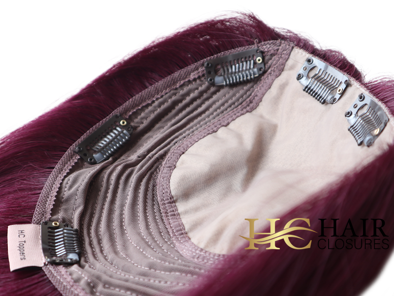 16” 6x7” Human Hair Silk Base Injection Topper #99j Plum - Image 2