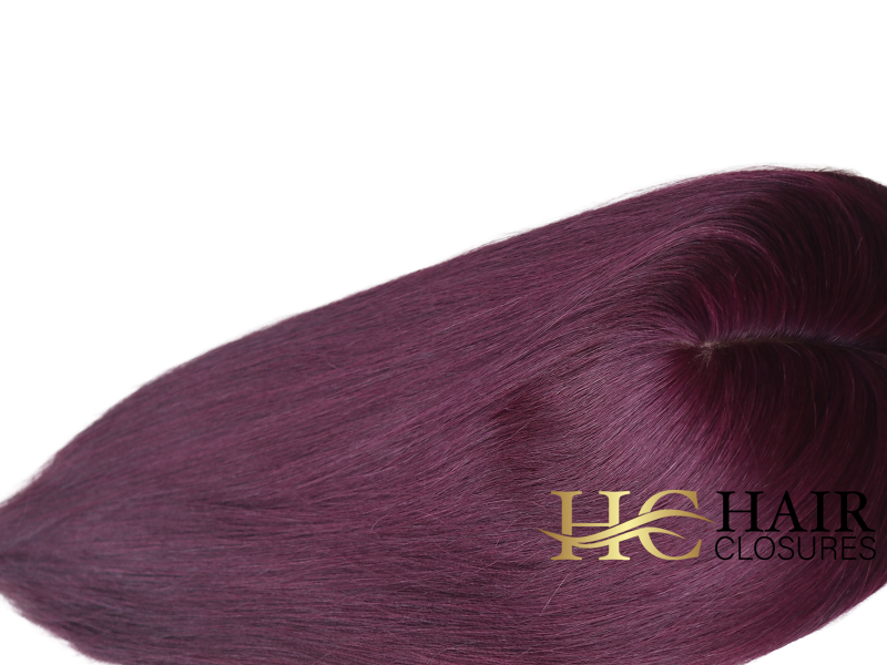 16” 6x7” Human Hair Silk Base Injection Topper #99j Plum - Image 4