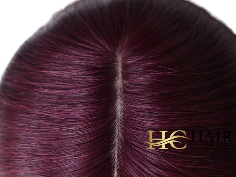 16” 6x7” Human Hair Silk Base Injection Topper #99j Plum - Image 3