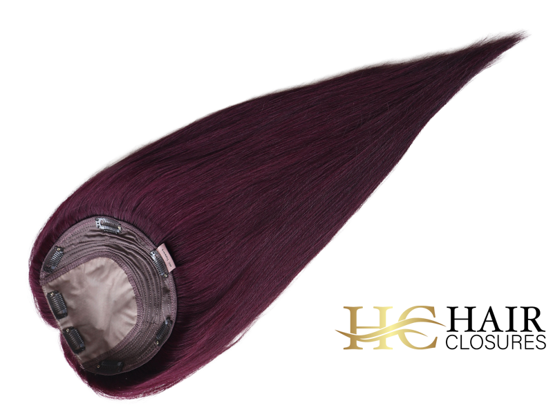 16” 6x7” Human Hair Silk Base Injection Topper #99j Plum - Image 5