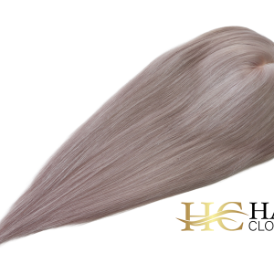 16” 6x7” Human Hair Silk Base Injection Topper #silver