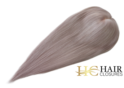 16” 6×7” Human Hair Silk Base Injection Topper #silver
