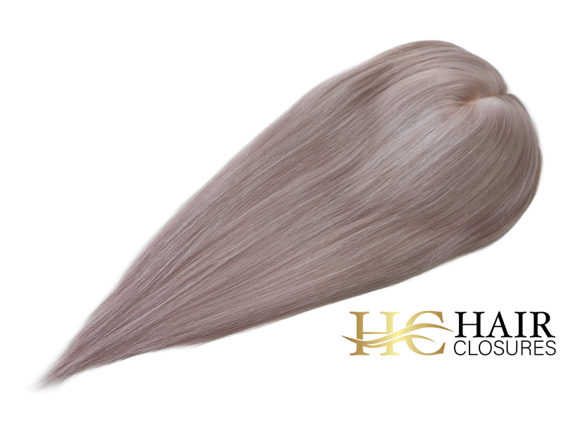 16” 6x7” Human Hair Silk Base Injection Topper #silver