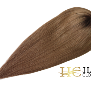 16” 6x7” Human Hair Silk Base Injection Topper #T4-8 Rooted Chocolate/Light Brown
